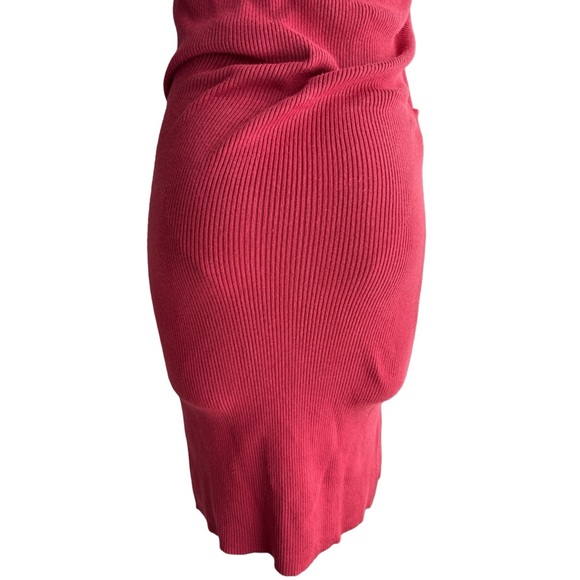 Express Sleeveless Rib Knit Dress Midi Medium Dark Coral Red Orange - Picture 8 of 11